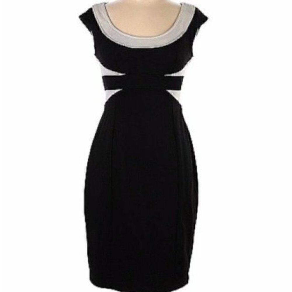 MAGGY LONDON DRESS BLACK IVORY